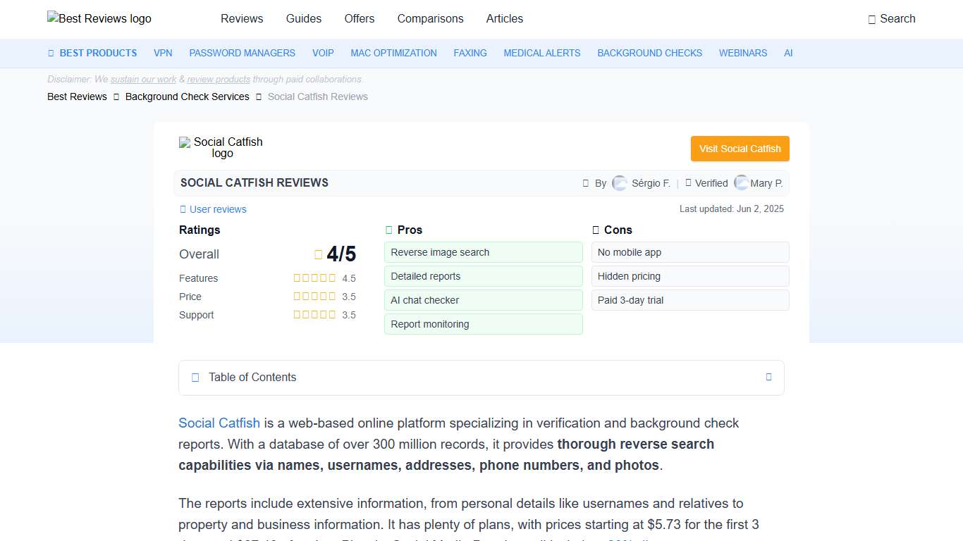 Social Catfish Reviews 2026 by Experts & Users - Best Reviews
